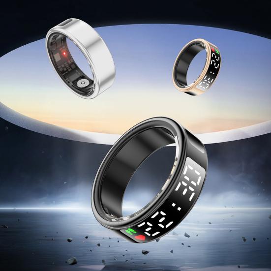 Смарт-кольцо со светодиодным экраном Водонепроницаемое кольцо для отслеживания здоровья Пеший туризм Бег Велоспорт Калории Пробег Пульс Трекер сна Удаленное управление камерой