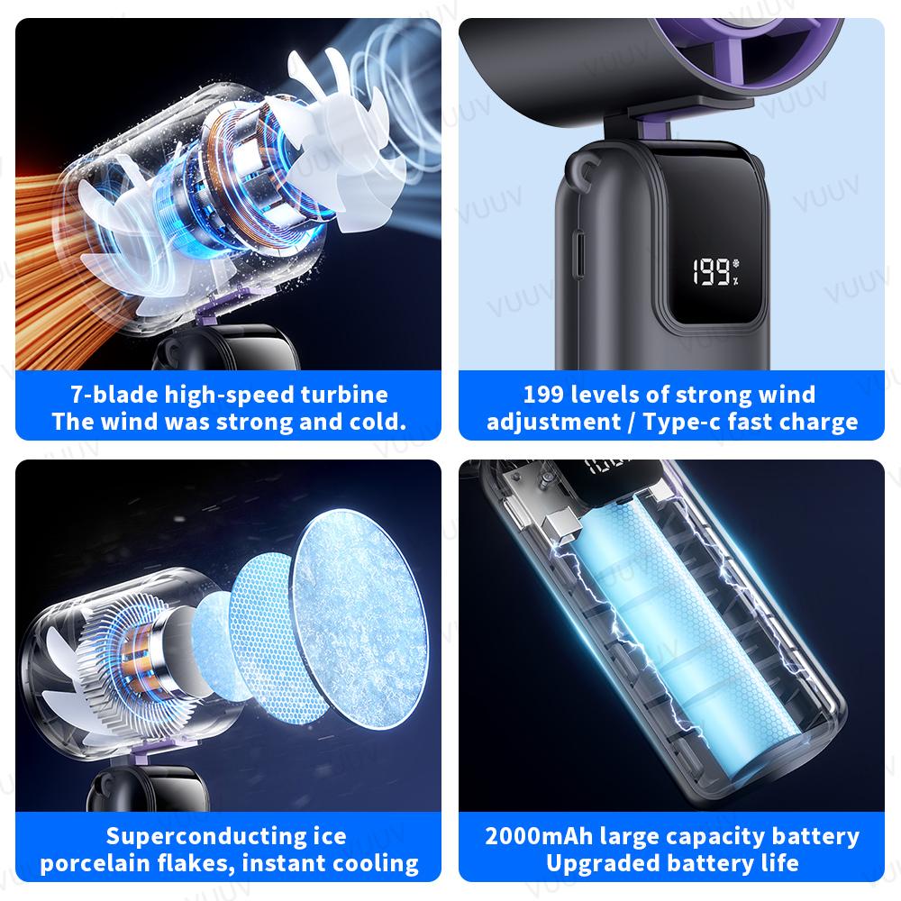 Мини USB-вентилятор VUUV, ручной, настольный, маленький, с держателем для телефона, портативный, простой, для улицы