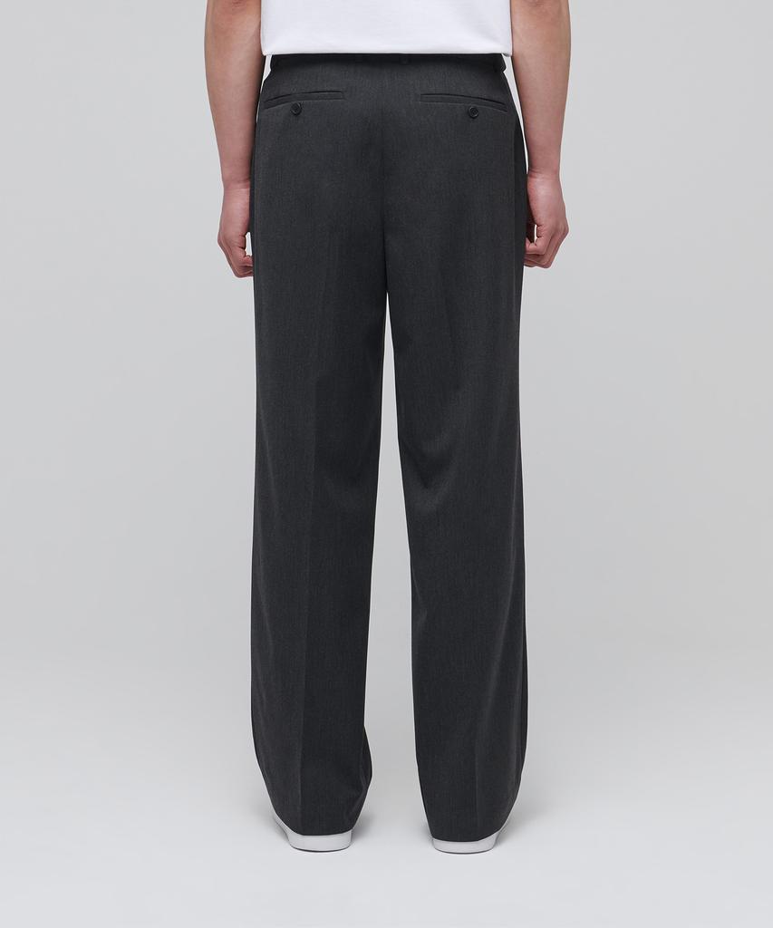 MUSINSA STANDARD Lightweight Real Wide Hidden Elastic Waist Slacks [Charcoal Gray]