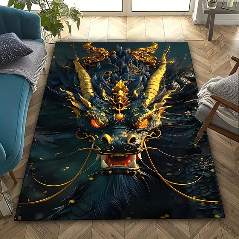 Sacred and Magnificent Oriental Dragon Carpet New Release! Rug for Living Room Bedroom,Office Areas,Durable Machine Washable Mat