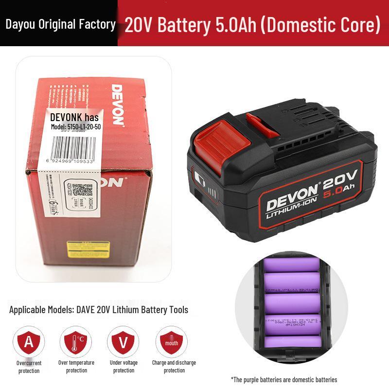 Зарядное устройство Dayou 20V с литиевой батареей 4.0Ah/5.2Ah Быстрая зарядка для моделей 5401/5733