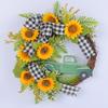 Sunflowers Wreath with Truck for Front Door, Artificial Spring Wreath for Farmhouse Outdoor Garden Wedding Decorations