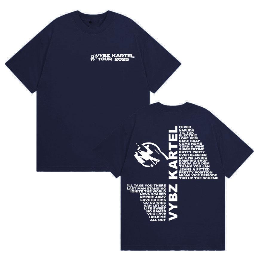 Тур рэпера Vybz Kartel 2025 Футболки с новым альбомом Мужская женская мода Футболка Харадзюку Повседневные футболки с коротким рукавом Хит продаж Уличная одежда