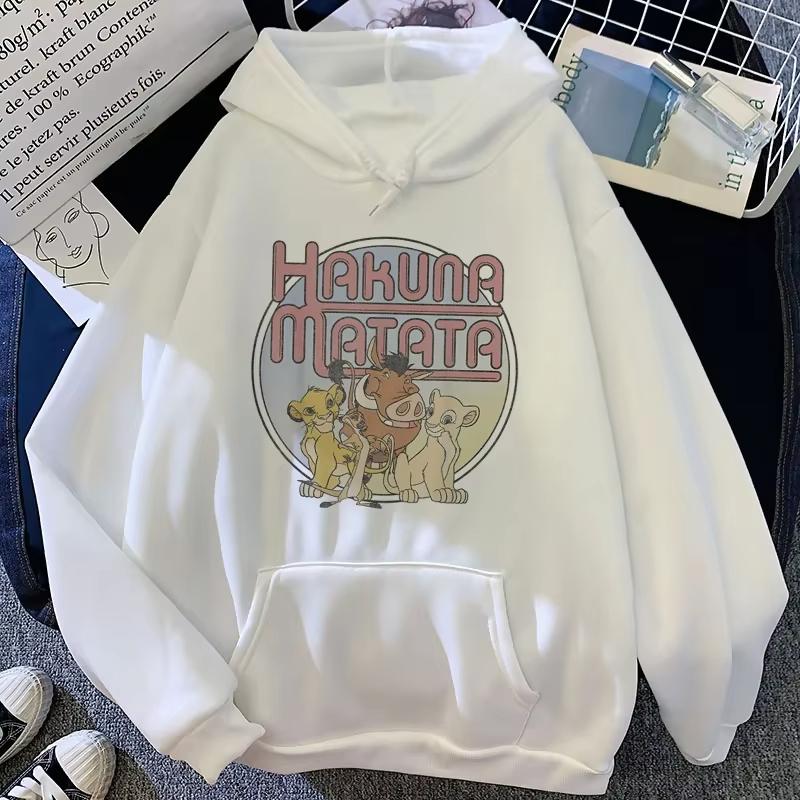 Hakuna Matata Funny Cartoon Simba Cute Anime Hoodie Women Harajuku Lion King Kawaii Manga Sweatshirt Graphic Hoodie Men