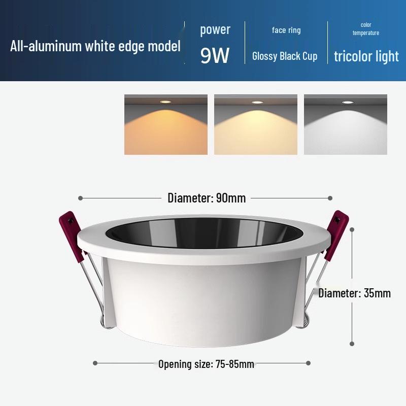 Ultra-Thin Anti-Glare Deep Cup Recessed Downlight for Living Room Ceiling