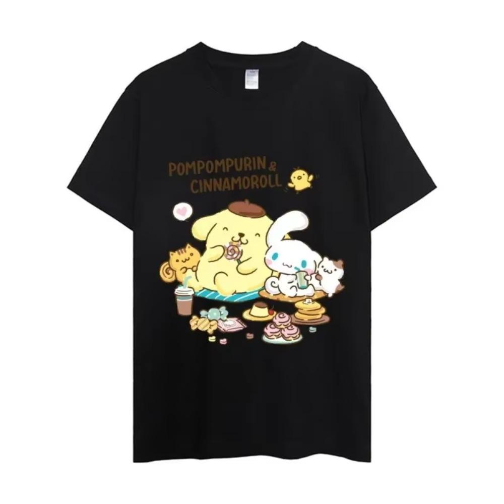 MINISO Футболка Pompompurin Мужская Парная Комбинация Одежды Короткий Рукав Воротник Мода Женская Хлопок
