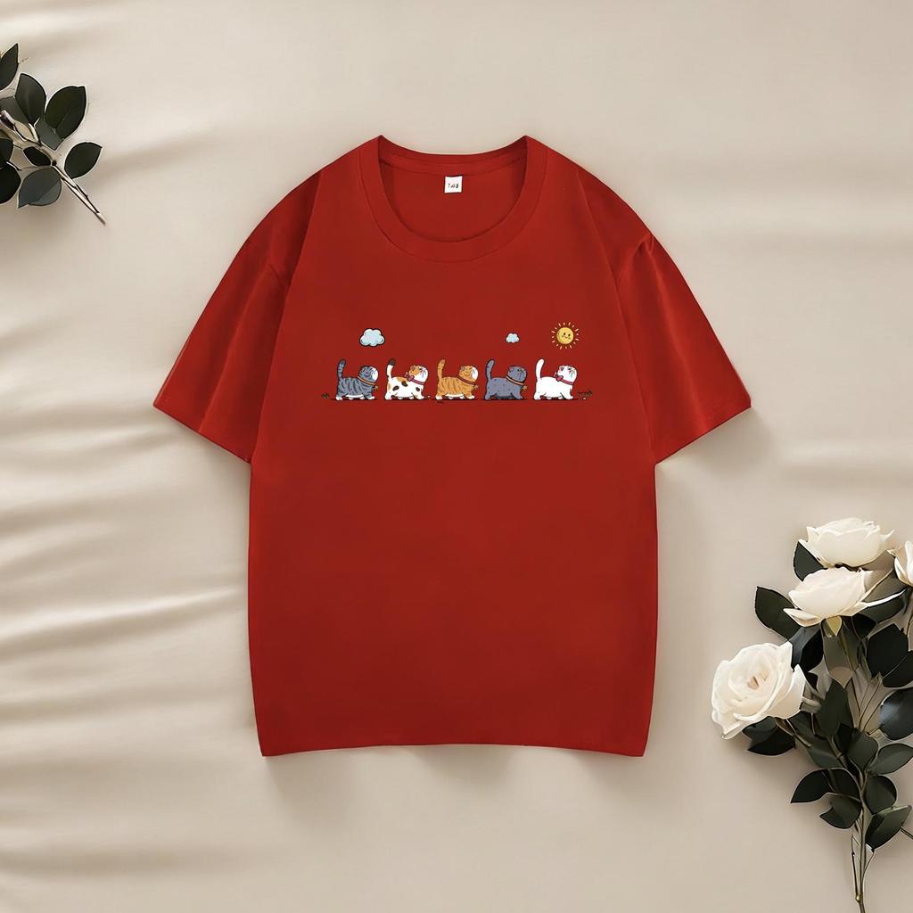 220 г Детская хлопковая футболка с рисунком – Модная с коротким рукавом для мальчиков и девочек