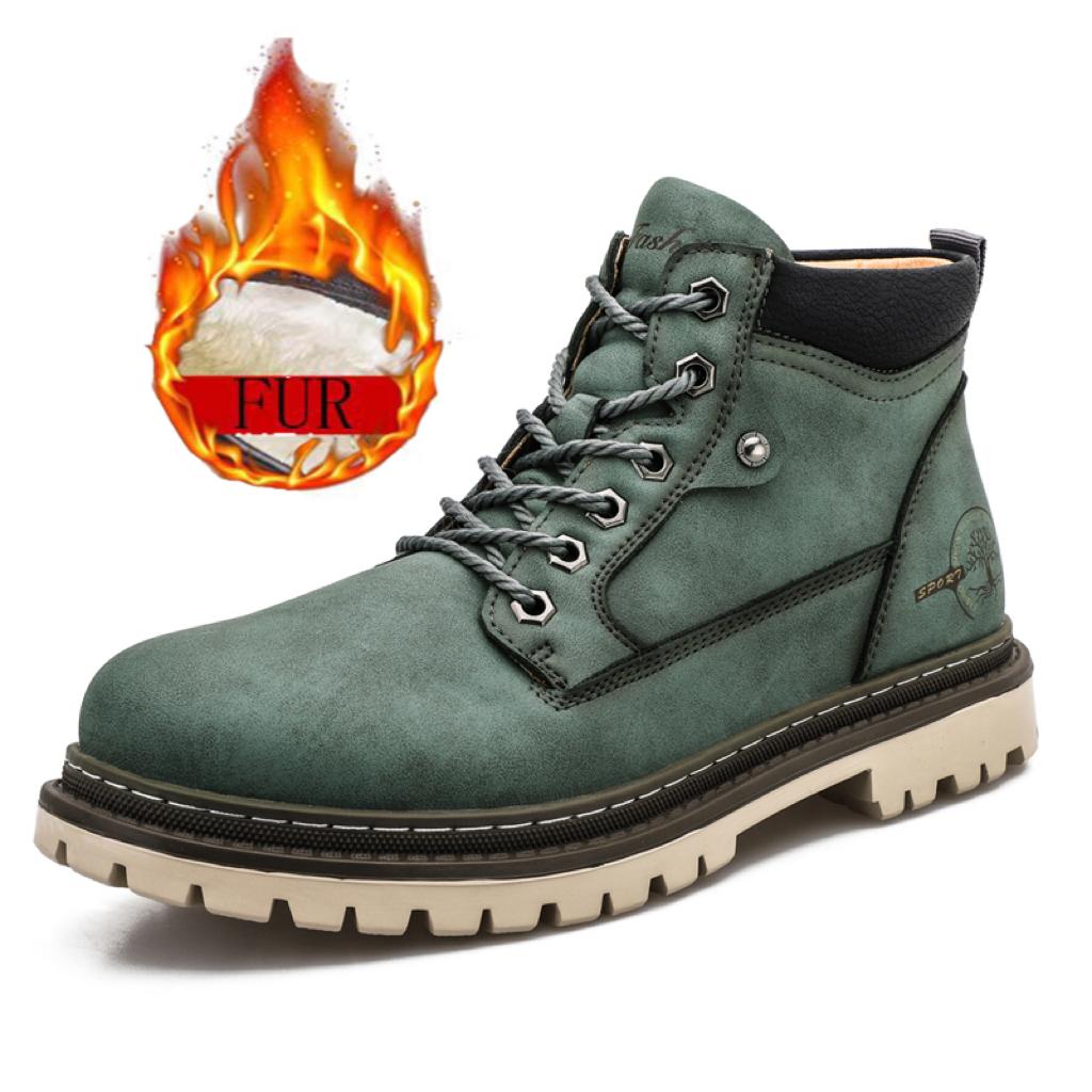 Men's Retro Casual Leather Men's Boots Vintage Lace Up Ankle Boot Cowboy Boots Combat Boots Outdoors Tooling Anti-slip Wearable