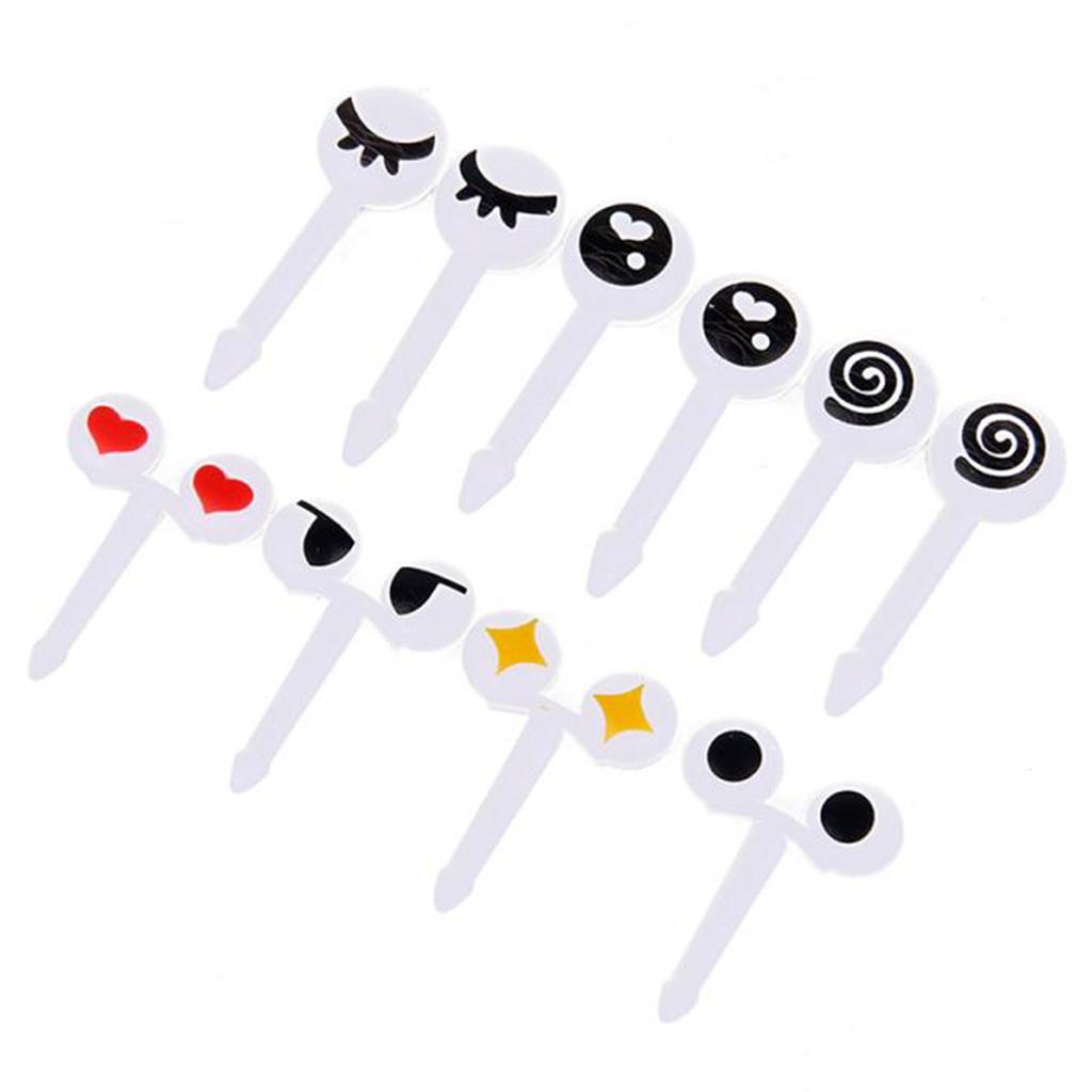 Practical-10 Pieces Of Mini Cute Cartoon Eyes Lunch Box Decoration Fork Fruit Fork Dessert Fork