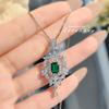 Винтажное колье-подвеска с изумрудом огранки «принцесса» и цирконом для женщин