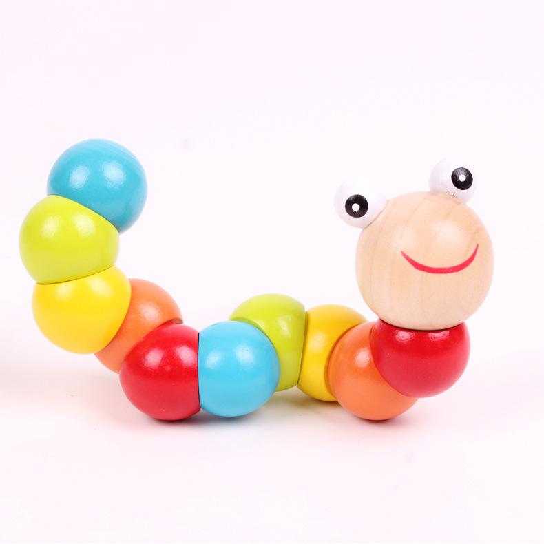 Colorful Wooden Twisty Caterpillar: Educational Toy for Toddlers