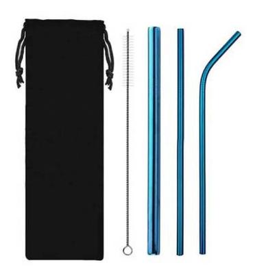 Factory Price 4pcs/Bag Reusable Drinking Straws with Bag 4pcs in 1 Bar Party Accessory 304 Stainless Steel Sturdy Drinks Straw