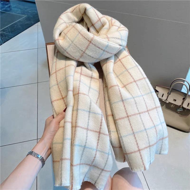 Versatile Plaid Scarf Women's Autumn and Winter Imitation Cashmere Shawl Multi-color Warm Scarf