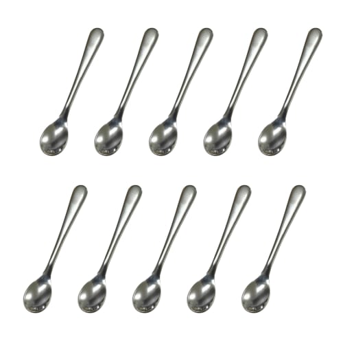 Takagi Chili Oil Spoons, 10-Piece Set, Made In Japan, Bulk Purchase, Commercial Cutlery, Silver, Simple, Stainless Steel, Perfect for Scooping Small A