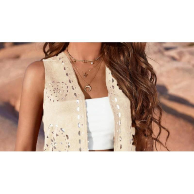 Женский весенне-летний жилет-кардиган без рукавов с бахромой, однотонная панк-куртка