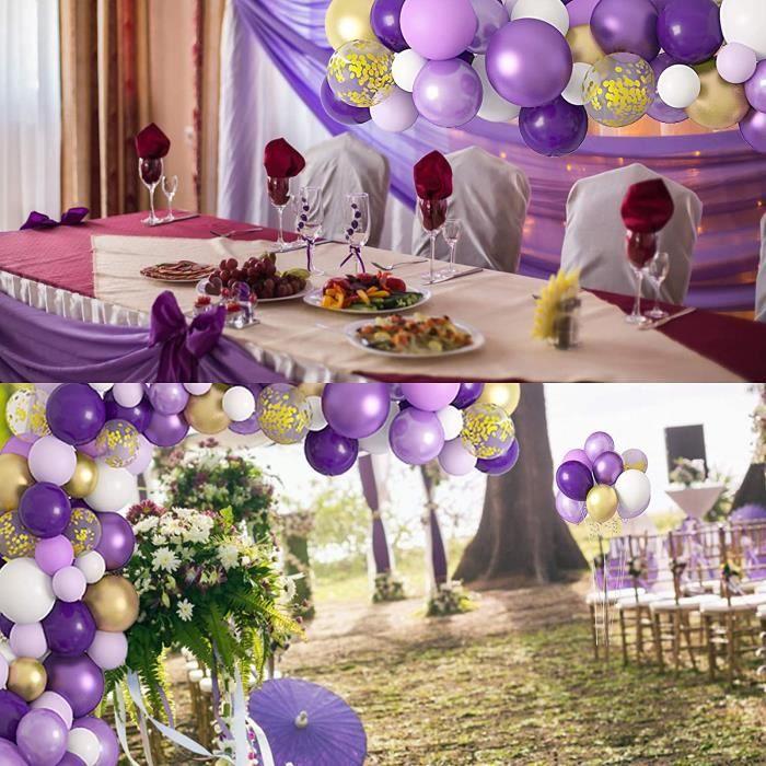 Guirlande de Ballons - Non spécifié - 128pcs - Violet, Blanc, Or - Facile à assembler - Latex