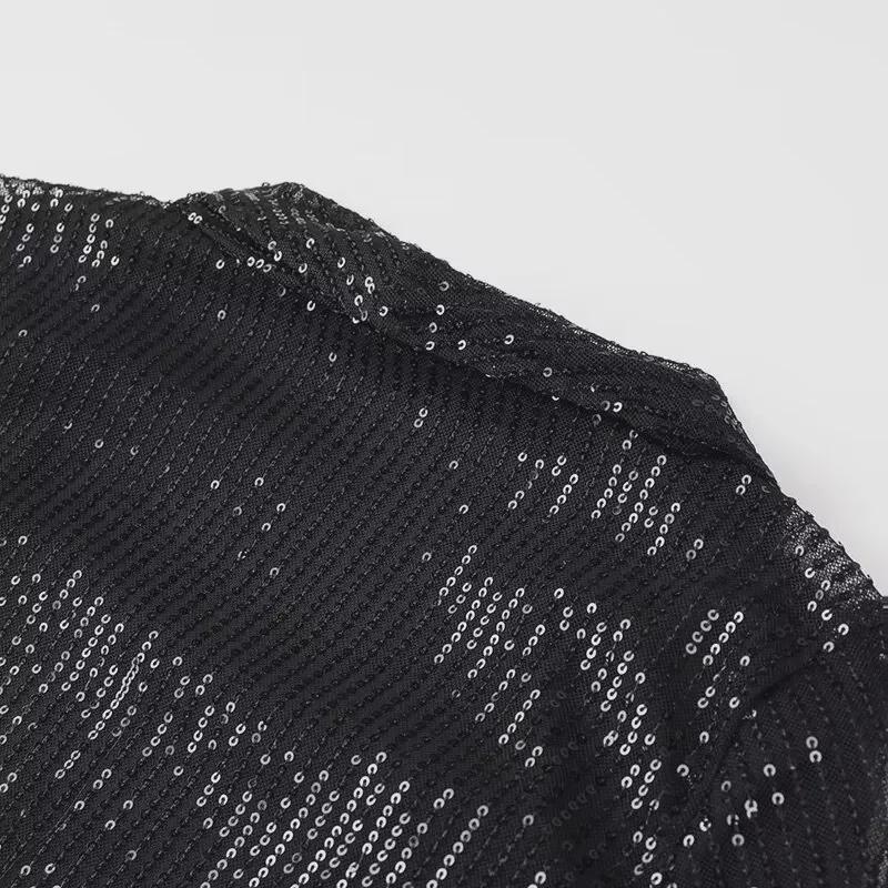 2024 Spring Women's Sequined Blazer & Straight Pants Set