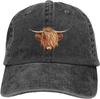 Scottish Hairy Highland Cow Hats for Unisex Women Vintage Baseball Cap Beach Dad Sun Hat Black Denim Cotton Caps