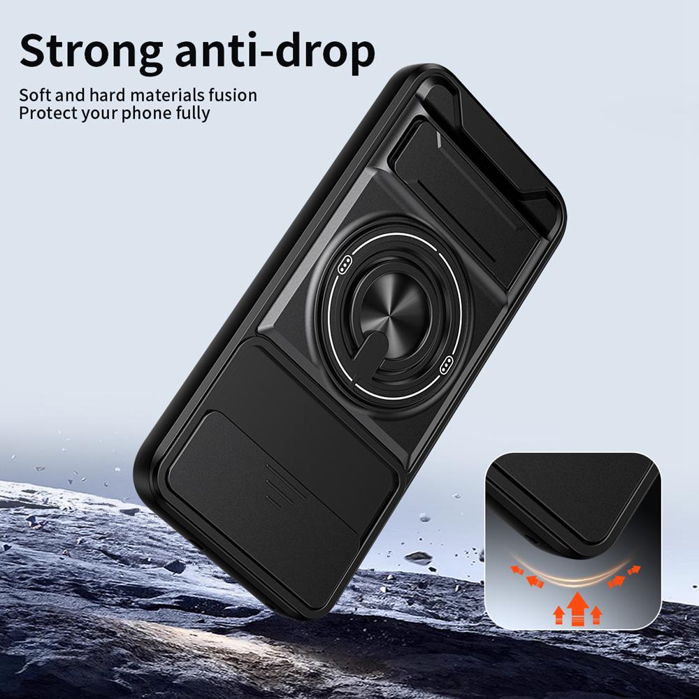 KEYSION Magnetic Phone Case for Raelme 16 5G Slide Camera Protection Upright Kickstand 360 Ring Shockproof Cover for Realme16 5G