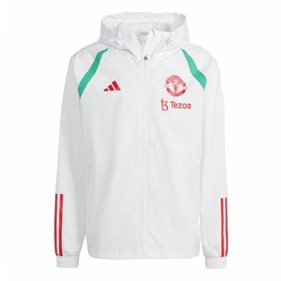 Куртка Manchester United Tiro 23 All-Weather с цветными блоками, капюшоном, застежкой-молнией, длинным рукавом, мужская куртка Core-White IA7297