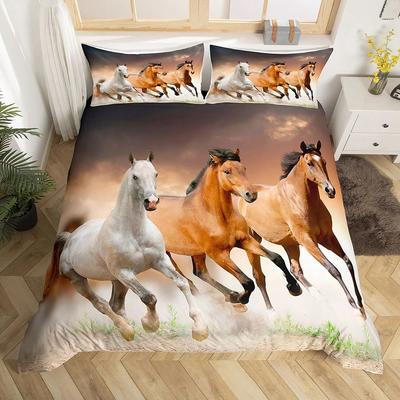 Комплект постельного белья Running Horse 3d King Queen Double Full Twin Single Size Комплект постельного белья