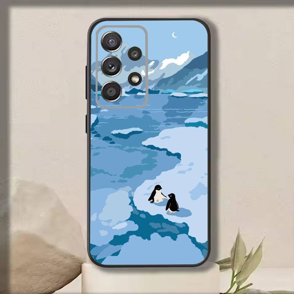 C-Cartoon Penguin Phone Case For Samsung S25,S24,S21,S22,S23,S30,Ultra,S20,Plus,Fe,Note,10,9,5G Black Cover