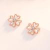 Серьги Четырехлистный клевер Розовое золото Серебро 925 Металл Гипоаллергенный Амулет 18К Подарок на День рождения, Юбилей, День матери Популярный "YINCHIE" Женские Материнские