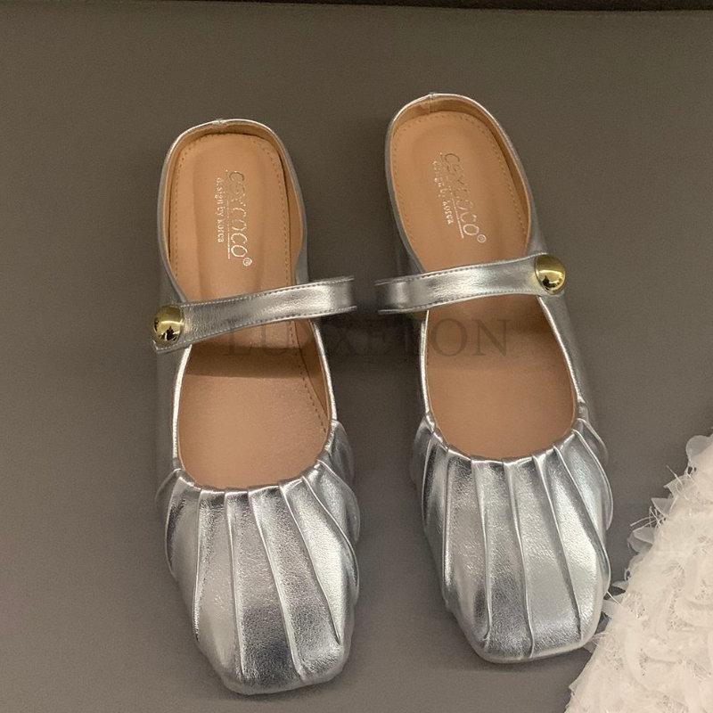 Женская обувь, женские тапочки, лоферы со шлепанцами, модные мягкие роскошные резиновые лоферы на плоской подошве из искусственной кожи с резьбой, базовые лоферы, женская обувь