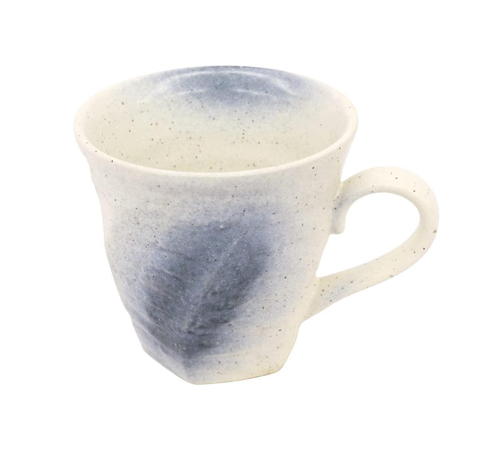 Castle Enterprises Mino Ware Japanese Cafe Series Rough-Saw Twisted Coffee Bowls, White with Ink, Set of 10