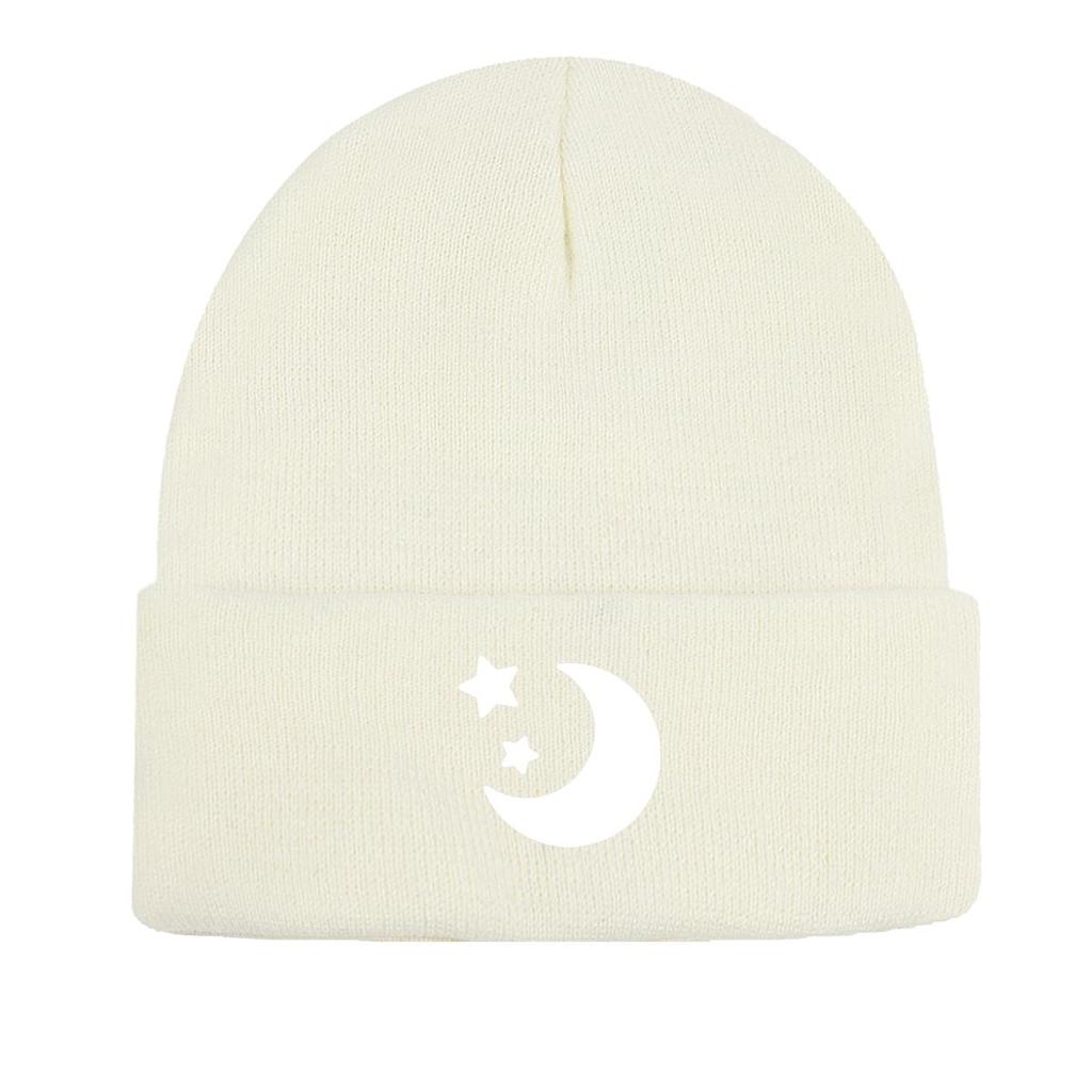 Белая луна звезды зимняя вязаная шапка шапка, шапка с черепом уютная манжета простые шапки с помпоном вязаная шапка шапка