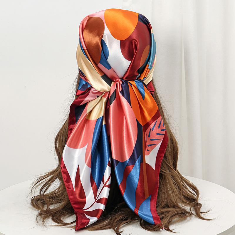 2025 Hip Hop Hijab Scarf Women Print Neckerchief Foulard Square Satin Silk Scarves Shawls And Wraps Lady Pashmina Bandana 2025