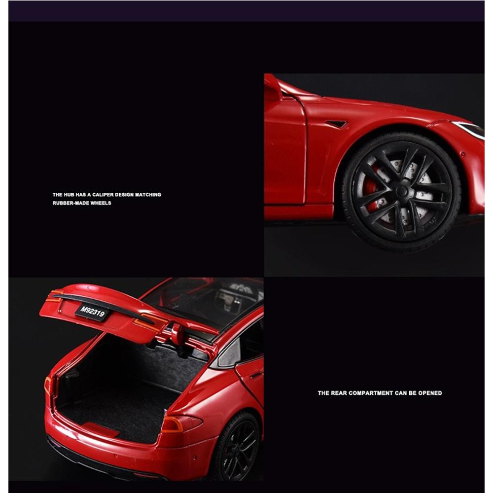 1/24 Scale Diecast Vehicle for Tesla Model S Model Car with Charging Station Collectible Sound Light Toy