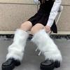 1 Pair Winter Calf Socks Cozy Fluffy Faux Fur Thick Solid Color Anti-slip Warm Pile Socks Leg Warmers JK Boots Stocking Lolita Boot Covers Foot