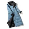 Winter Women Turtleneck White Duck Down Coat Double Breasted Warm Parkas  Double Sided Down Long Jacket