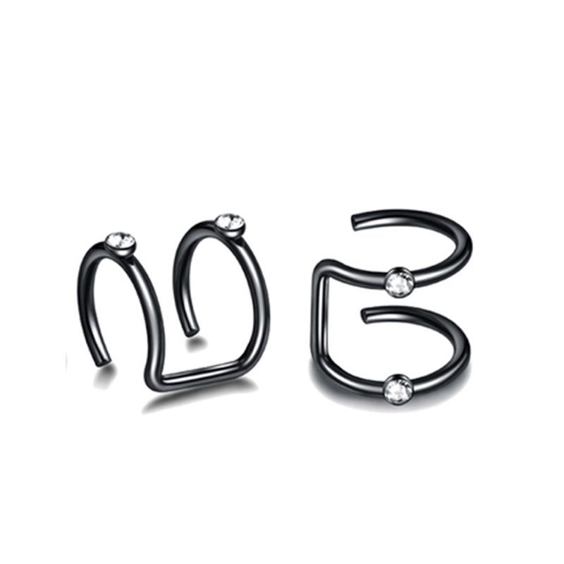 Инкрустированная пряжка для ушей из нержавеющей стали, оптовая продажа, двойные круглые гвозди из ушной кости без серег с отверстиями