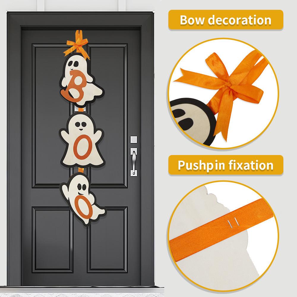 Элегантная деревянная табличка «Boo» на Хэллоуин с дизайном привидения для праздничного украшения дома и сада