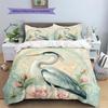 Map Flower Bird Pattern Bedding Quilt Set  Home Decoration  Gift (1 * duvet cover + 2 * pillowcase  without core)