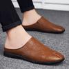 FashionHalf Shoes For Men Leather Casual Flats Italian Leisure High Quality Summer Slip On Flats Breathable Slippers Handmade Footwear