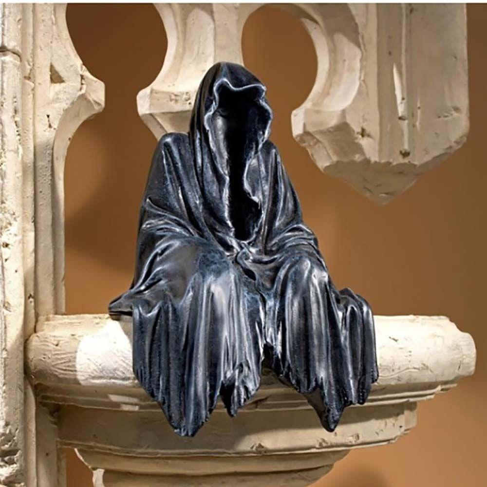 Home Decoration DIY Sculpture Halloween Decoration Black Grim Reaper Statue Desktop Figurine