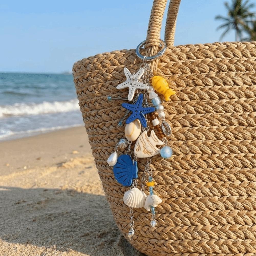 Conch Ocean Series Keychain Multi-Charm Bag Charm High-End Starfish Key Ring Vacation