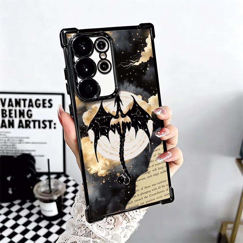 F-Fourth W-Wing Dragon Plating Phone Case For Samsung Galaxy S24 S25 FE S26 Edge S23 Ultra S22 S21 Plus S20 Anti-Fall Airabag Co