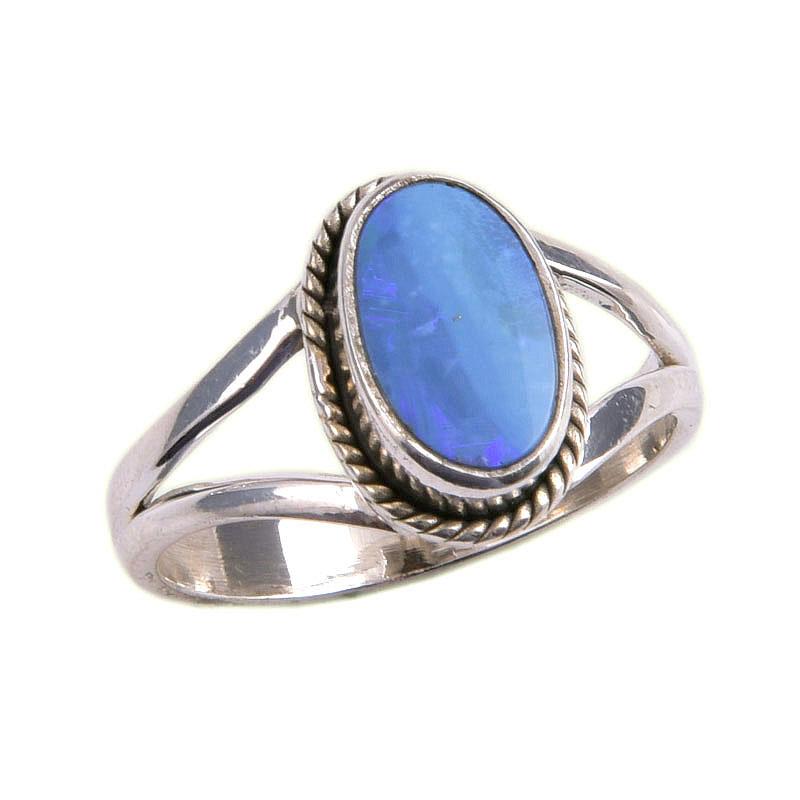 Natural Australian Opal Gemstone Handmade 925 Solid Silver Gift Ring S.6.5 F1V62
