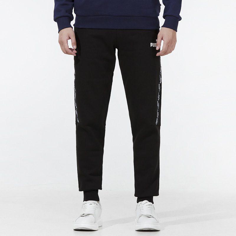 PUMA Power Tape Knitted Sweatpants Men's Black Moderate Cuffed Pants 846543-01