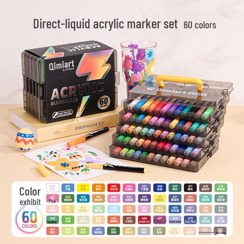 Blue Fruit Liquid Acrylic Marker Set - Soft Tip for Art Students, Elementary School Gift Box