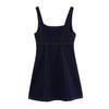 2025 Spring Women's Square Neck Wide Strap Denim Dress