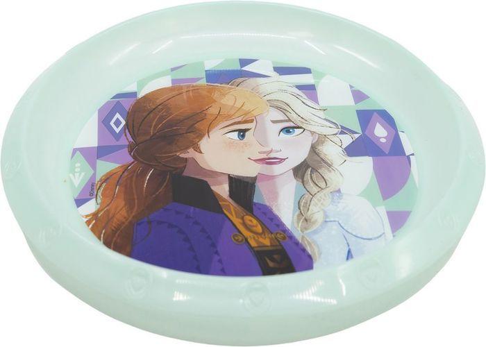 Tataway Assiette à dîner en plastique bleu Disney La Reine des Neiges pour enfants, résistante aux chocs et réutilisable