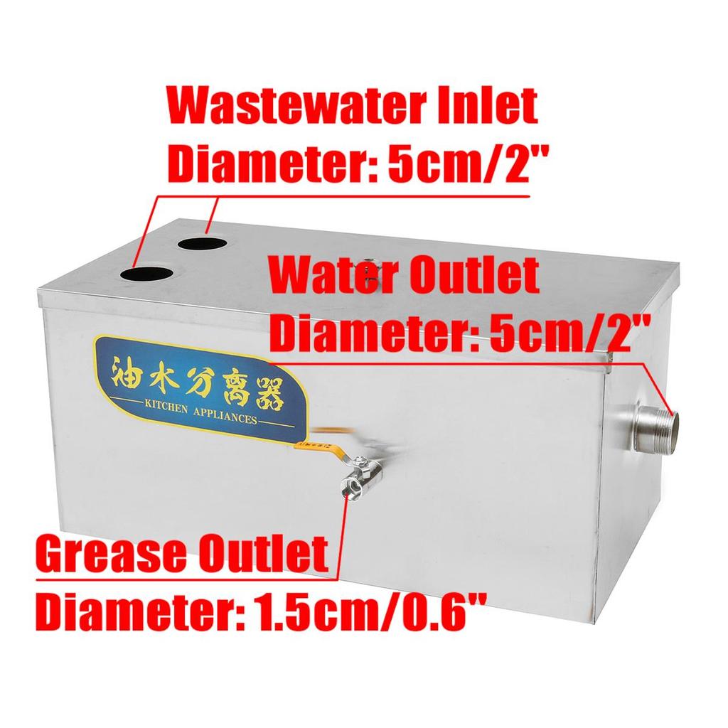 5000ml Stainless Steel Thickened for Restaurant Kitchen Wastewater Large Grease Trap Interceptor