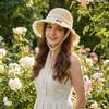 Cherry Embroidered Straw Fisherman Hat Lace Woven Bucket Hat Unique Women Sun Hat  Ladies