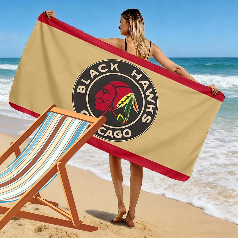 Chicago Blackhawks2 Print Beach Towel, Large Soft Quick Dry Towel for Beach Camping Swimming