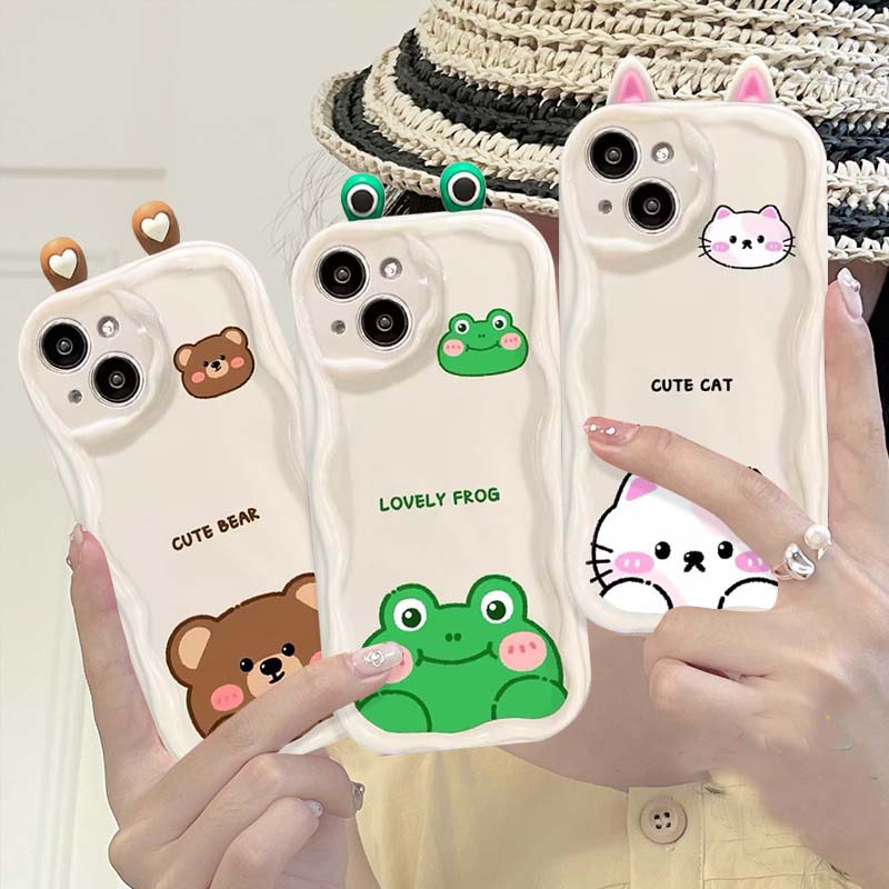 Милый 3D-чехол с ушками стеснительного кота для Xiaomi 15T 15 12T Redmi 15 15C Note 15 Pro 5G 4G POCO X7 X6 X5 X3 M3 M4 M6 F6 F7 Pro F8 Ultra